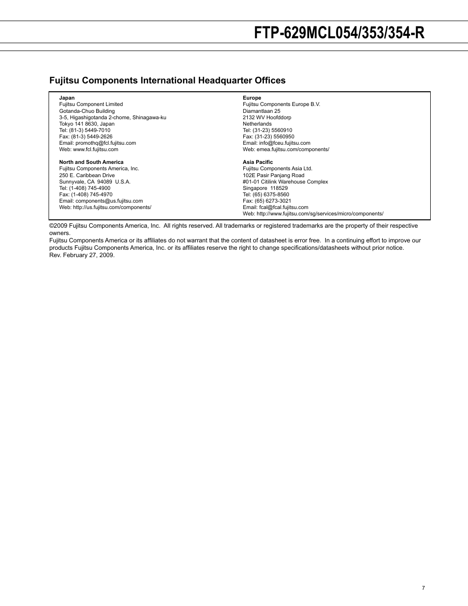 FUJITSU FTP-629MCL054 User Manual | Page 7 / 7