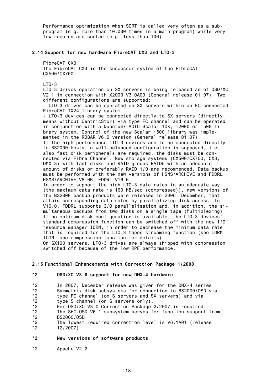 14 support for new hardware fibrecat cx3 and lto-3 | FUJITSU BS2000 User Manual | Page 19 / 37