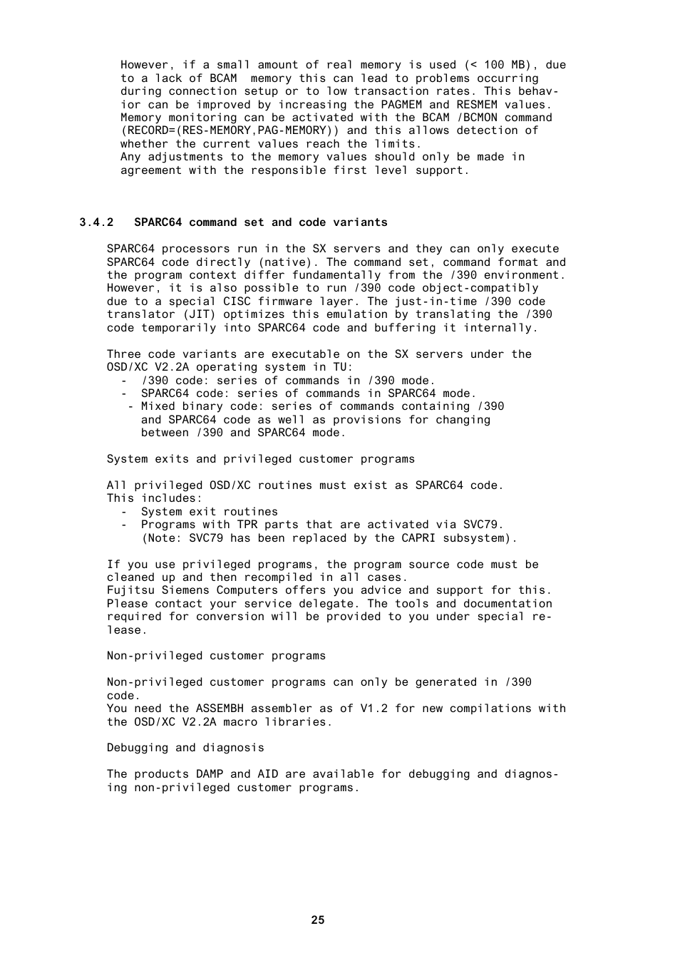 2 sparc64 command set and code variants | FUJITSU BS2000 User Manual | Page 26 / 37