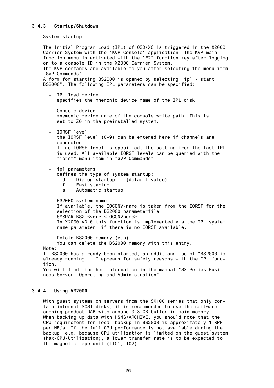3 startup/shutdown, 4 using vm2000 | FUJITSU BS2000 User Manual | Page 27 / 37