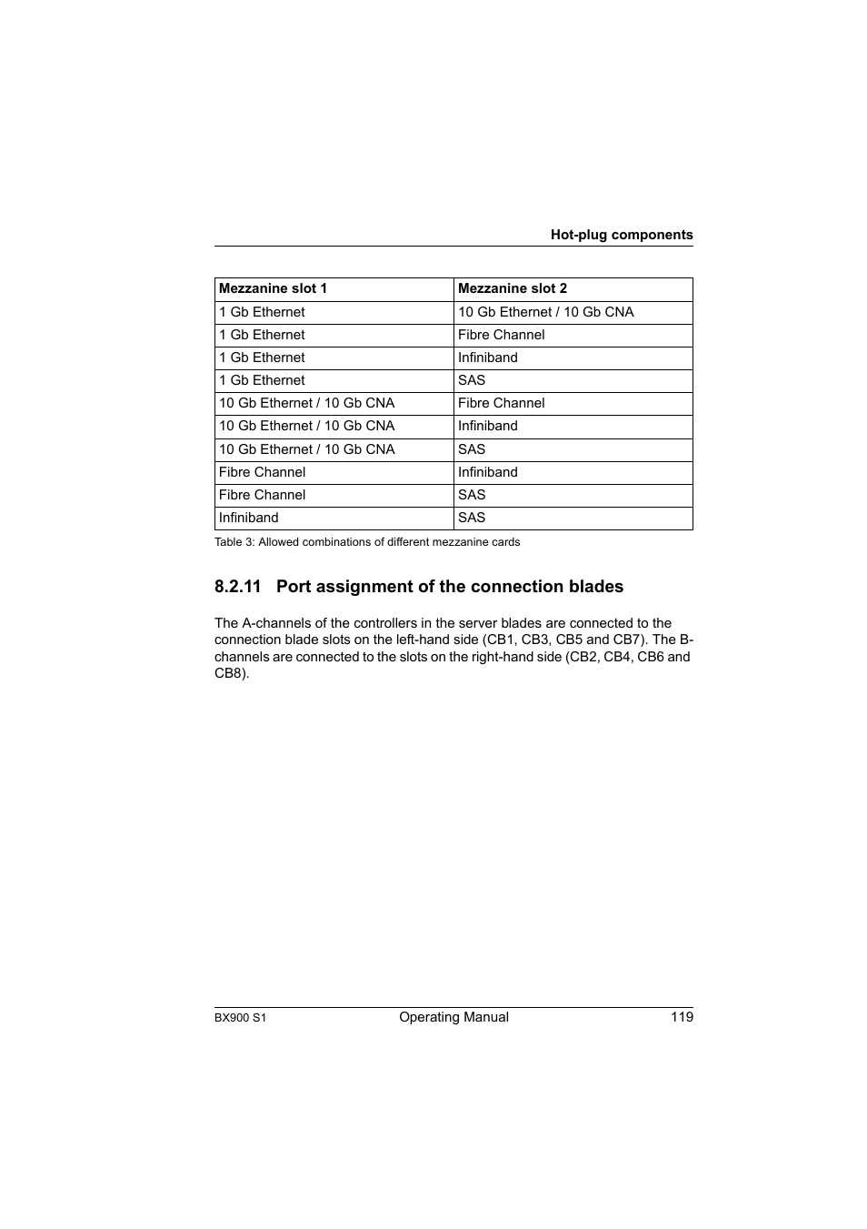 11 port assignment of the connection blades, Port assignment of the connection blades | FUJITSU BX900 S1 User Manual | Page 119 / 142