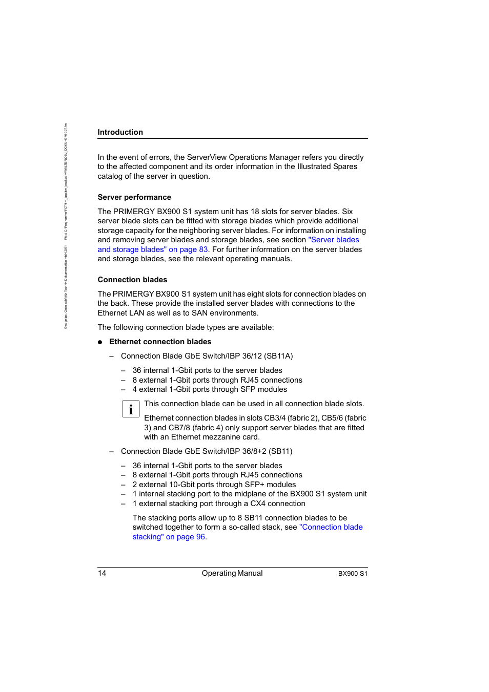 14 operating manual, Introduction, Bx900 s1 | FUJITSU BX900 S1 User Manual | Page 14 / 142