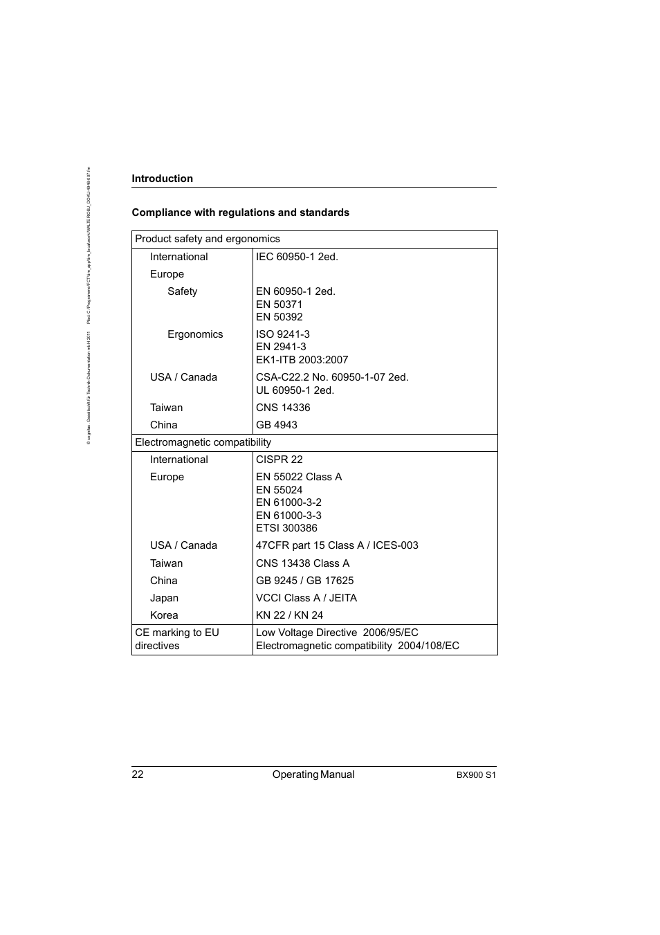 22 operating manual, Introduction, Bx900 s1 | FUJITSU BX900 S1 User Manual | Page 22 / 142