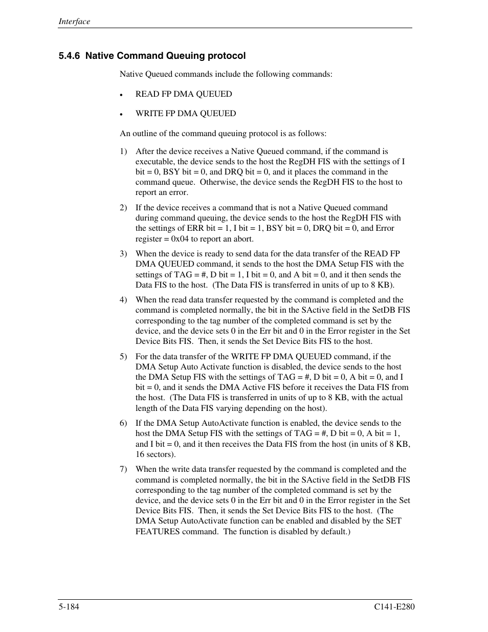 6 native command queuing protocol | FUJITSU MHZ2250BJ User Manual | Page 258 / 320