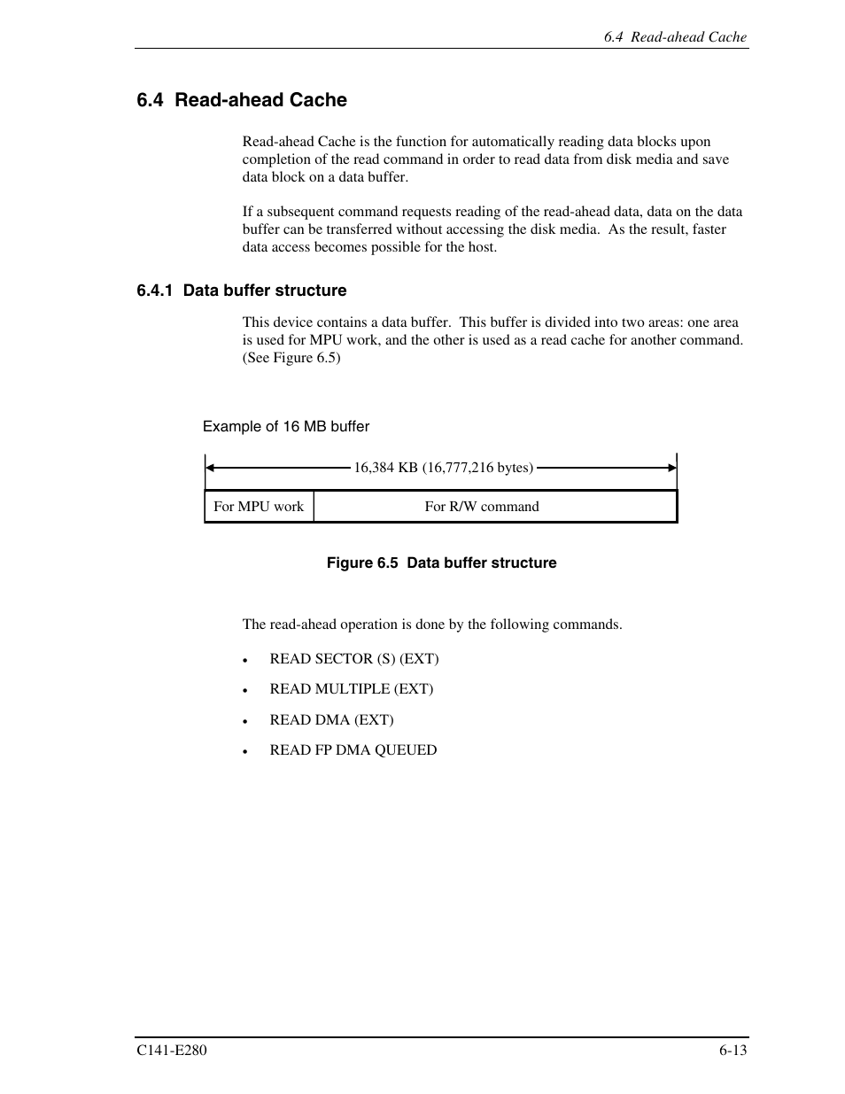 4 read-ahead cache, 1 data buffer structure | FUJITSU MHZ2250BJ User Manual | Page 275 / 320