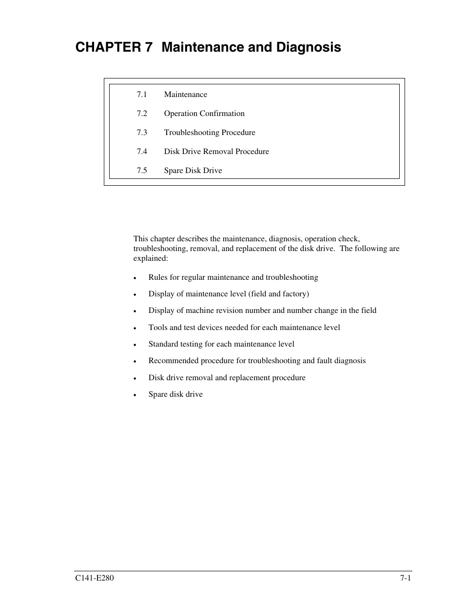 Chapter 7 maintenance and diagnosis | FUJITSU MHZ2250BJ User Manual | Page 285 / 320