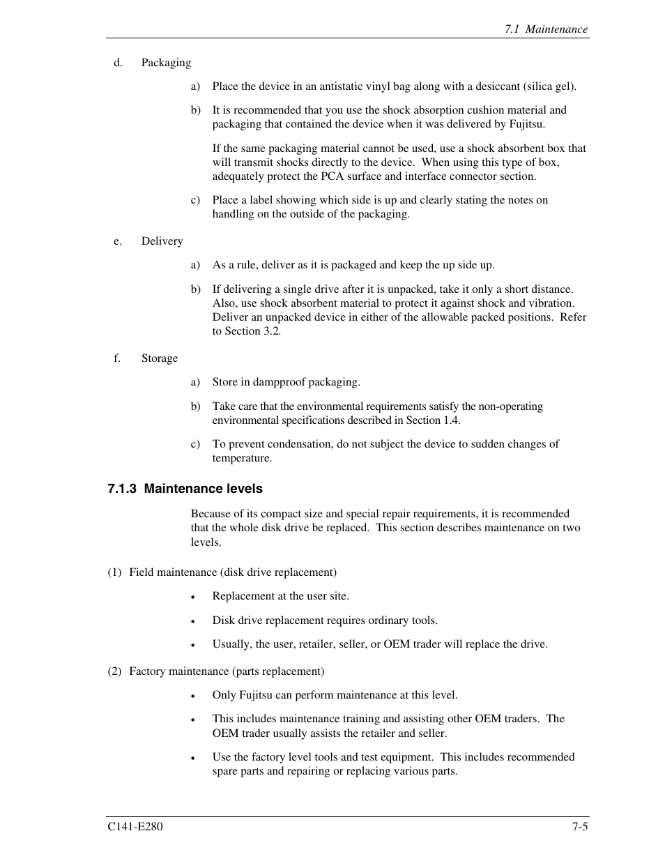 3 maintenance levels | FUJITSU MHZ2250BJ User Manual | Page 289 / 320