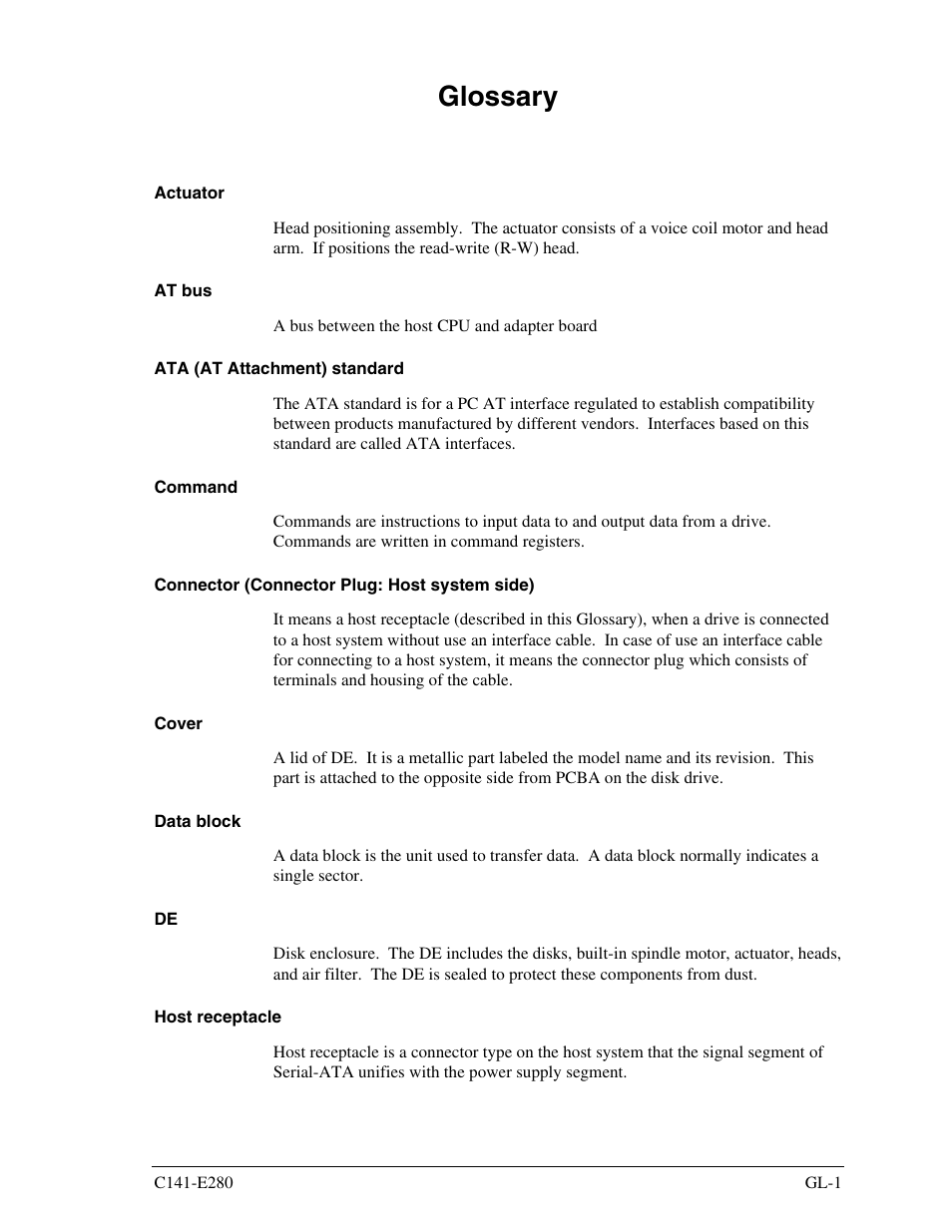 Glossary | FUJITSU MHZ2250BJ User Manual | Page 301 / 320