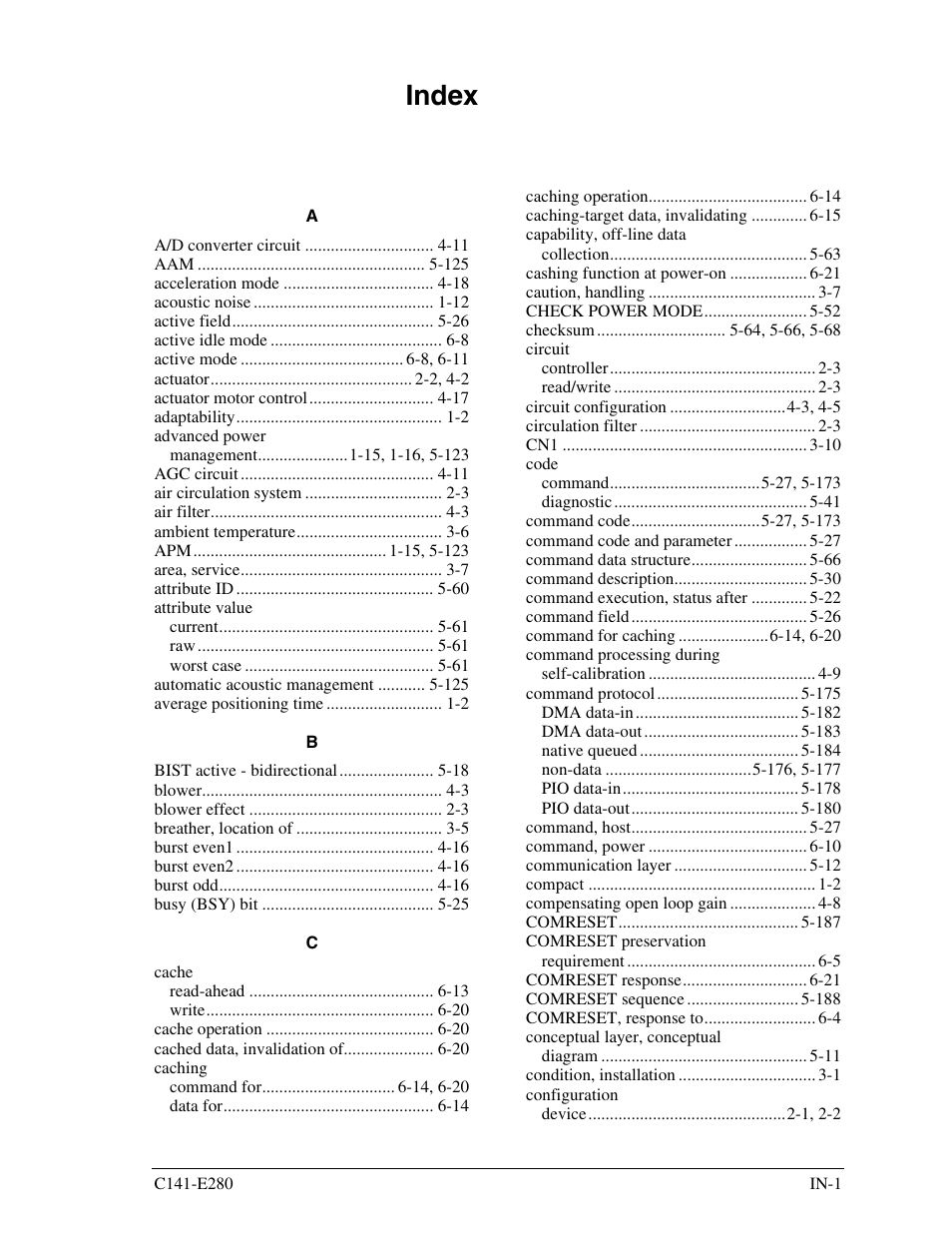 Index | FUJITSU MHZ2250BJ User Manual | Page 307 / 320
