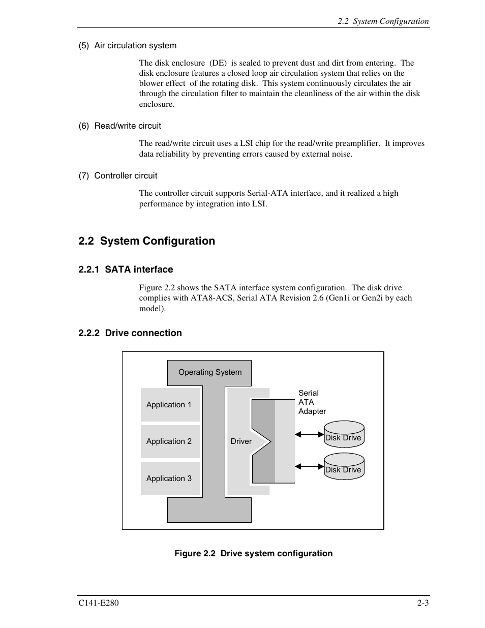 2 system configuration, 1 sata interface, 2 drive connection | FUJITSU MHZ2250BJ User Manual | Page 43 / 320