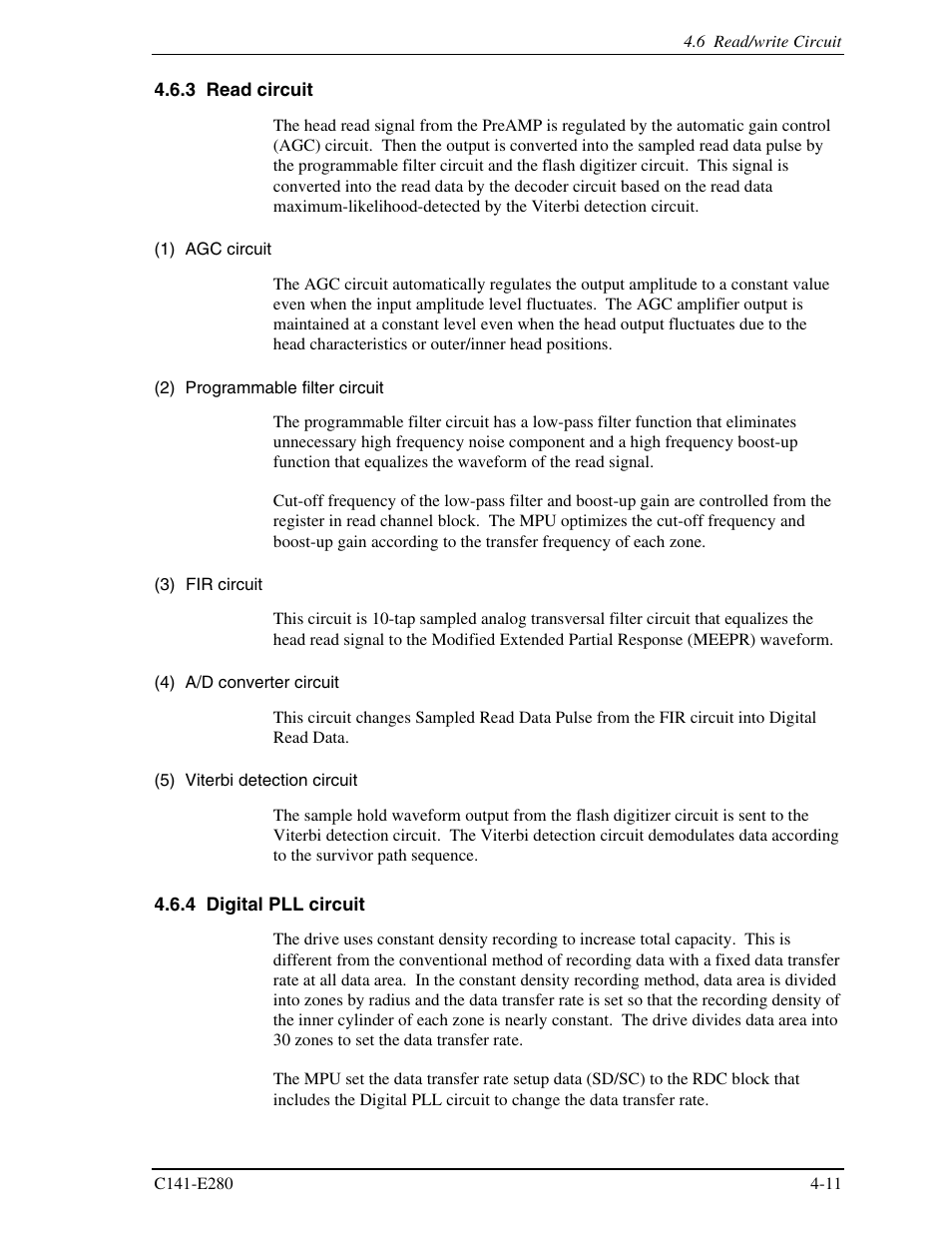 3 read circuit, 4 digital pll circuit | FUJITSU MHZ2250BJ User Manual | Page 67 / 320