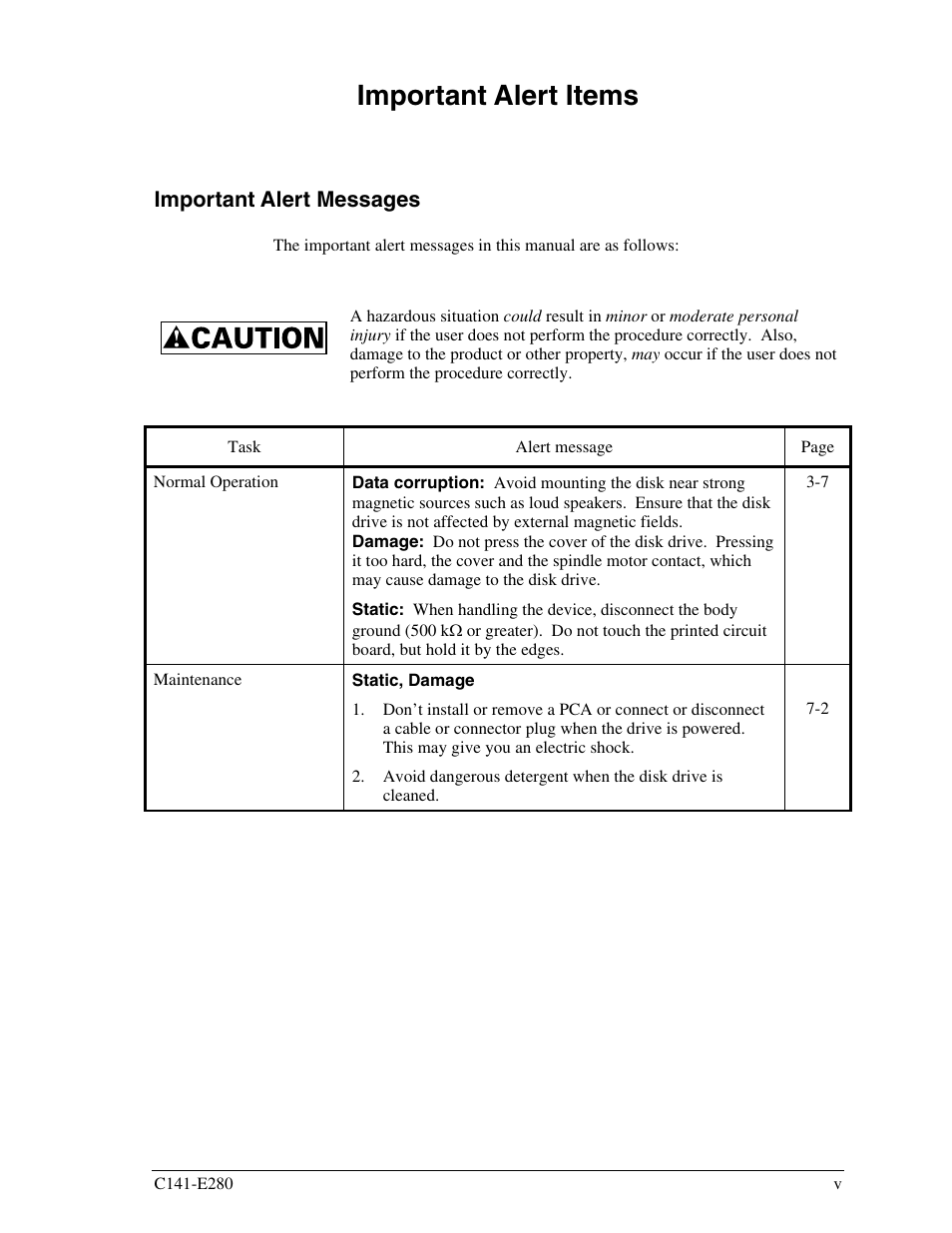 Important alert items | FUJITSU MHZ2250BJ User Manual | Page 9 / 320