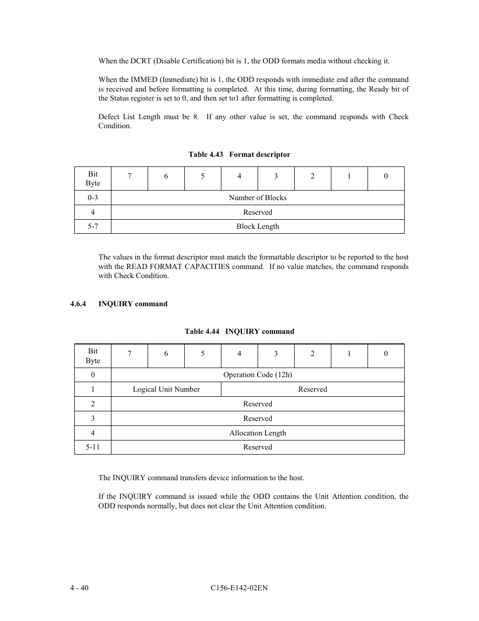 4 inquiry command | FUJITSU MCE3130AP User Manual | Page 108 / 175