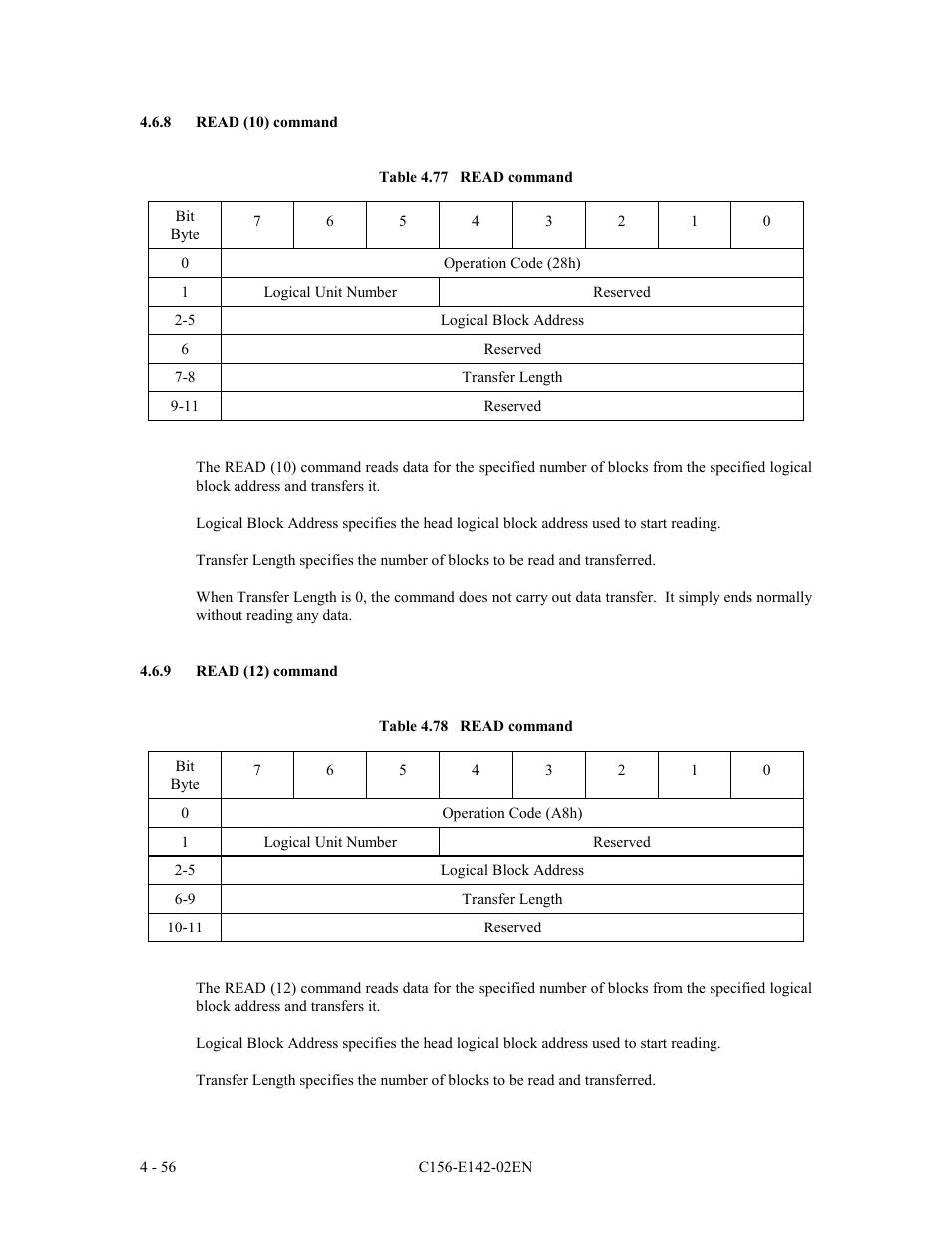 8 read (10) command, 9 read (12) command | FUJITSU MCE3130AP User Manual | Page 124 / 175