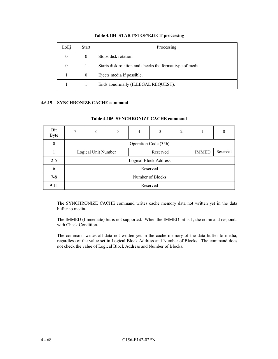 19 synchronize cache command | FUJITSU MCE3130AP User Manual | Page 136 / 175