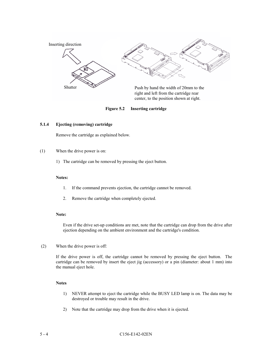 4 ejecting (removing) cartridge | FUJITSU MCE3130AP User Manual | Page 152 / 175