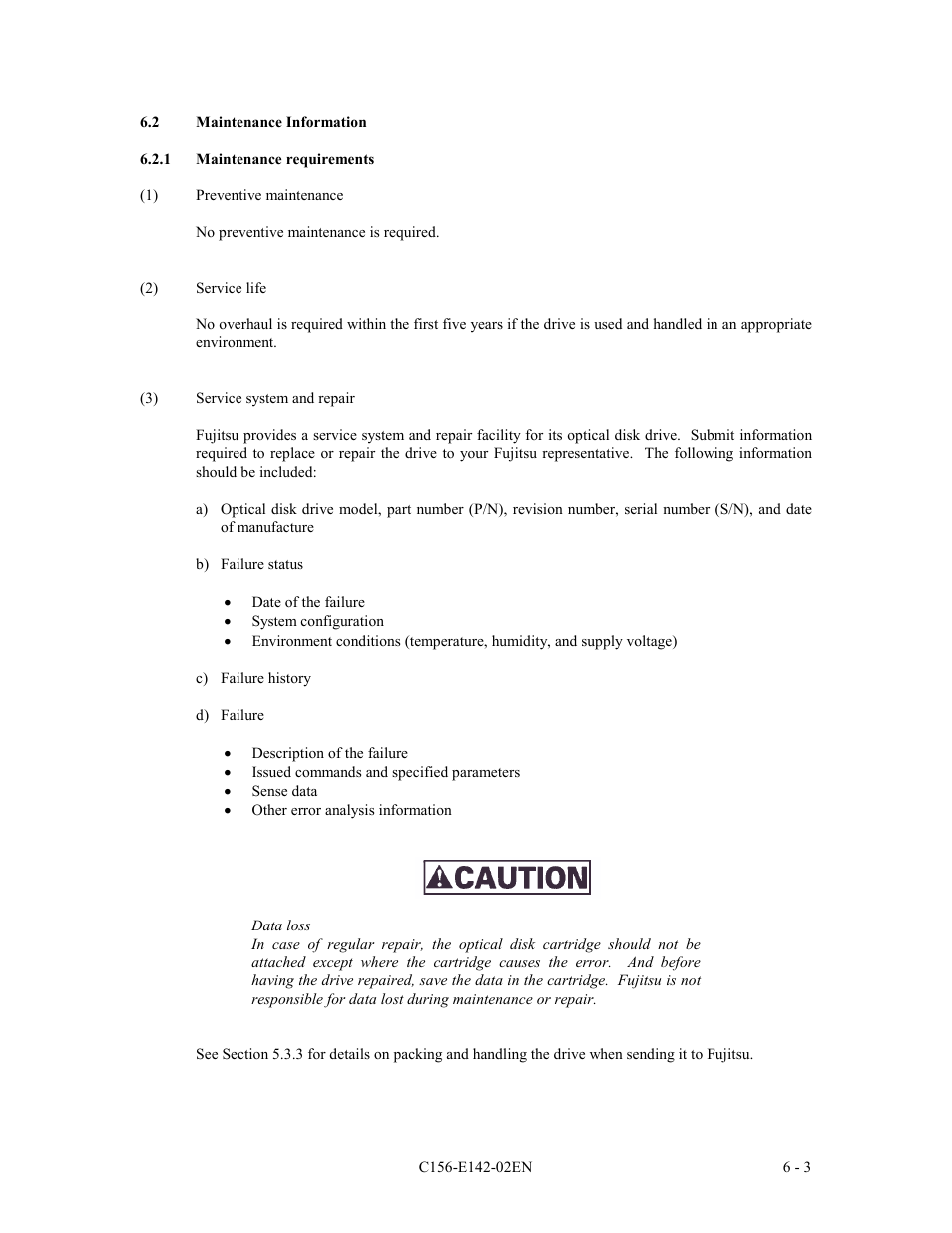 2 maintenance information, 1 maintenance requirements | FUJITSU MCE3130AP User Manual | Page 164 / 175