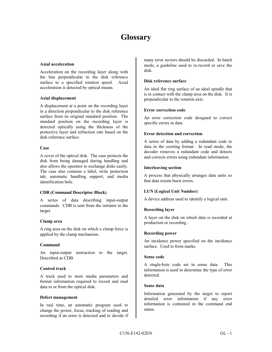 Glossary | FUJITSU MCE3130AP User Manual | Page 166 / 175