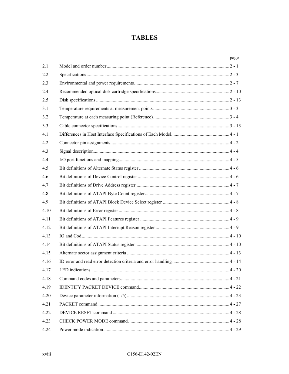Tables | FUJITSU MCE3130AP User Manual | Page 18 / 175