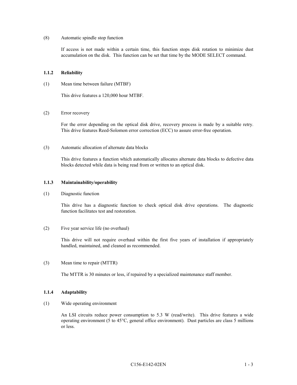 2 reliability, 3 maintainability/operability, 4 adaptability | FUJITSU MCE3130AP User Manual | Page 24 / 175