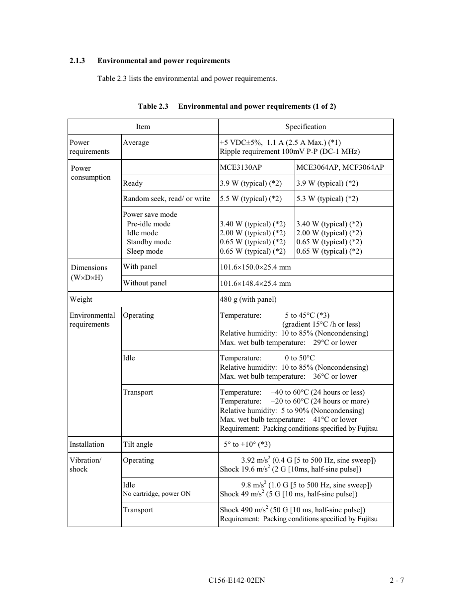 3 environmental and power requirements | FUJITSU MCE3130AP User Manual | Page 38 / 175