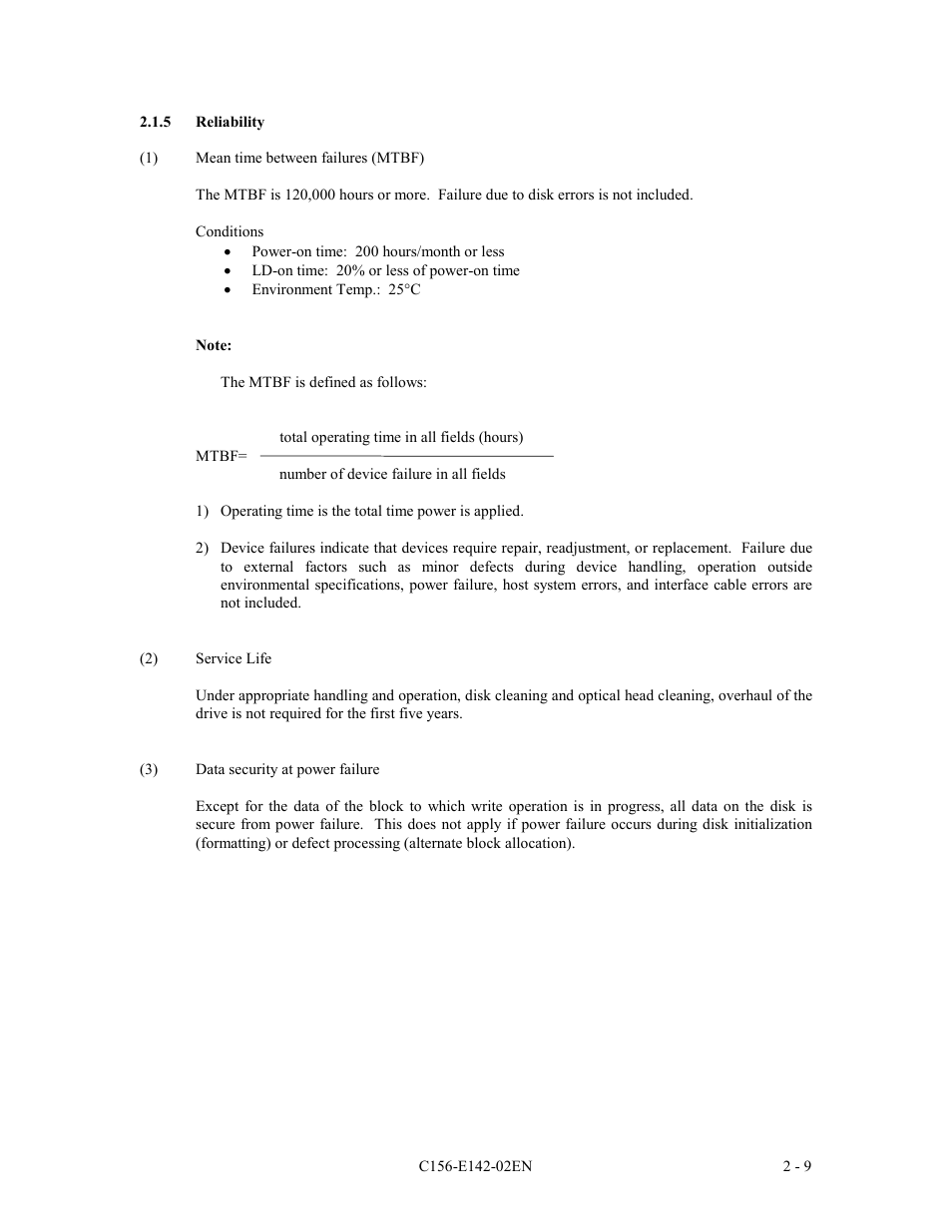 5 reliability | FUJITSU MCE3130AP User Manual | Page 40 / 175