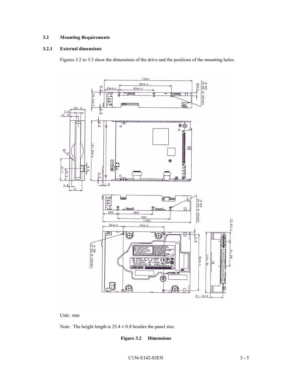 2 mounting requirements, 1 external dimensions | FUJITSU MCE3130AP User Manual | Page 51 / 175