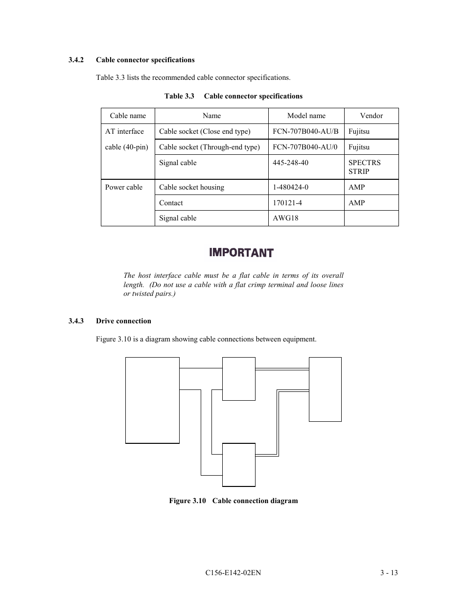 2 cable connector specifications, 3 drive connection | FUJITSU MCE3130AP User Manual | Page 59 / 175