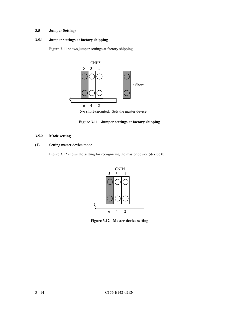 5 jumper settings, 1 jumper settings at factory shipping, 2 mode setting | FUJITSU MCE3130AP User Manual | Page 60 / 175