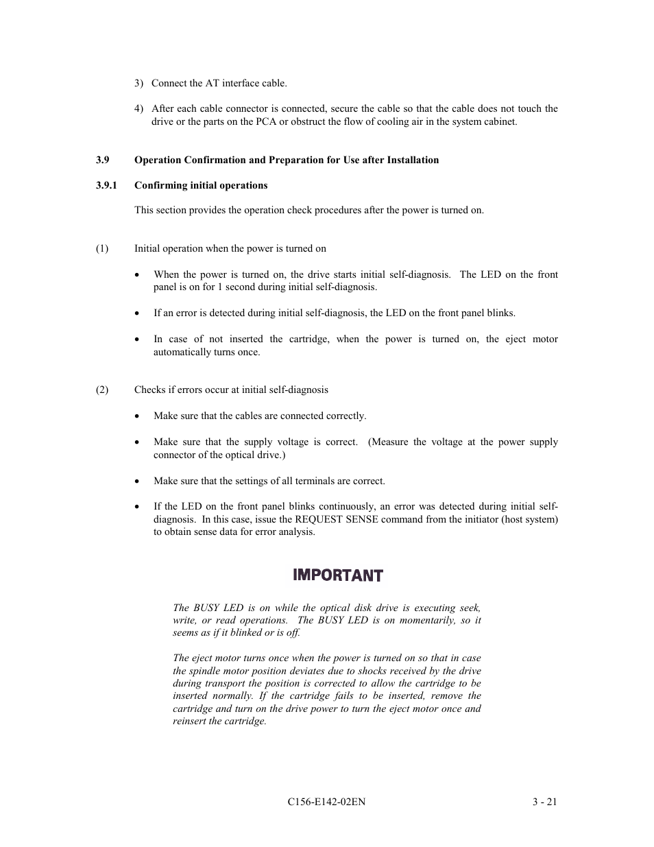 1 confirming initial operations | FUJITSU MCE3130AP User Manual | Page 67 / 175