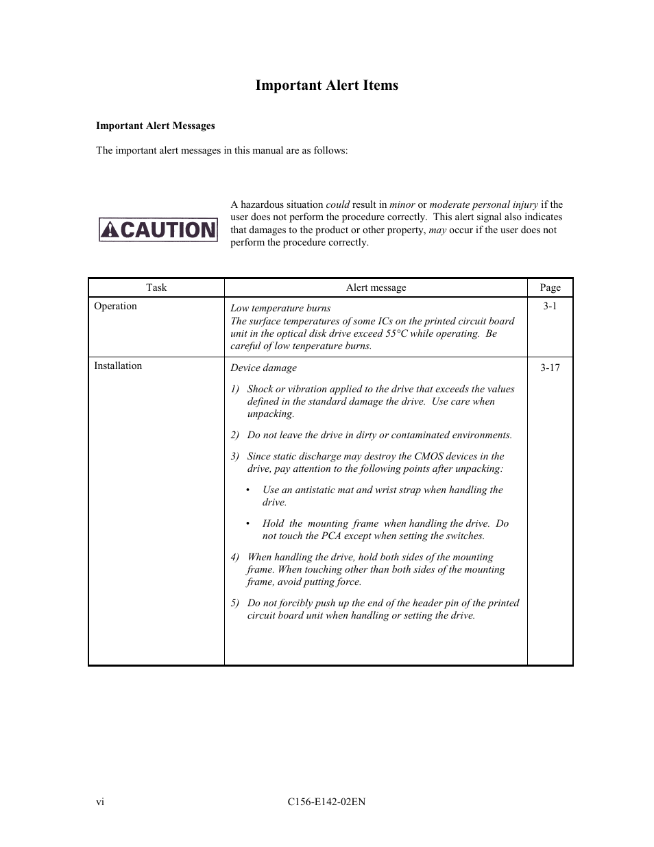 Important alert items | FUJITSU MCE3130AP User Manual | Page 7 / 175