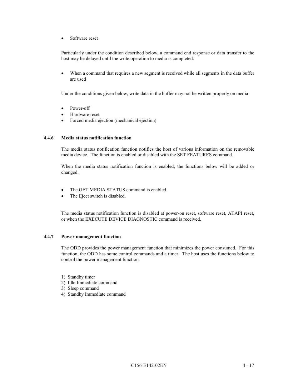 6 media status notification function, 7 power management function | FUJITSU MCE3130AP User Manual | Page 85 / 175