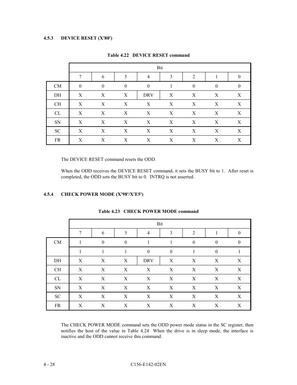 3 device reset (x'80'), 4 check power mode (x'98'/x'e5') | FUJITSU MCE3130AP User Manual | Page 96 / 175