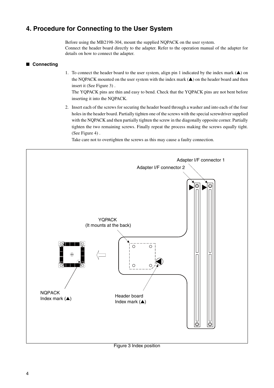 Procedure for connecting to the user system | FUJITSU LQFP-64P User Manual | Page 7 / 16