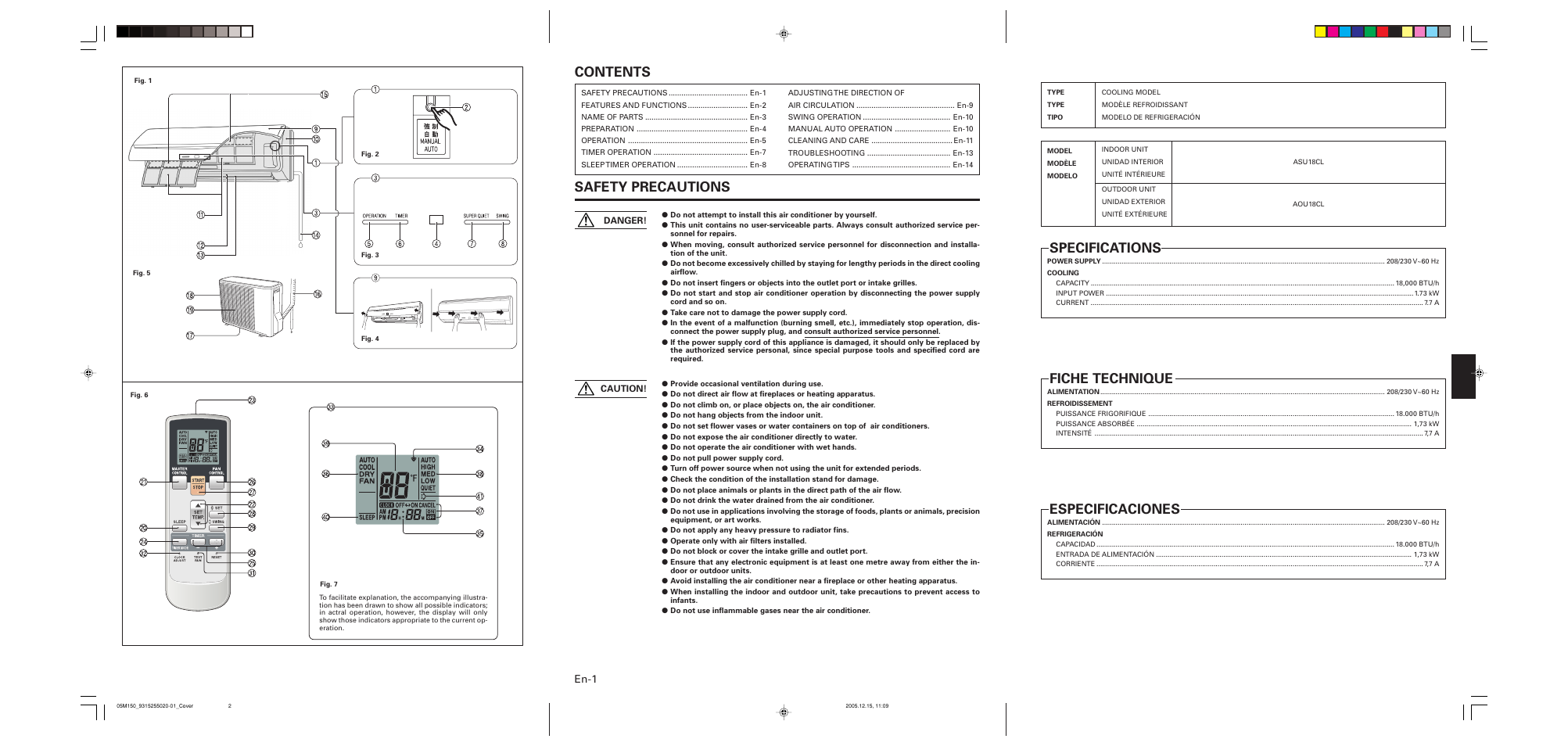 FUJITSU HALCYON AOU18CL User Manual | Page 2 / 19