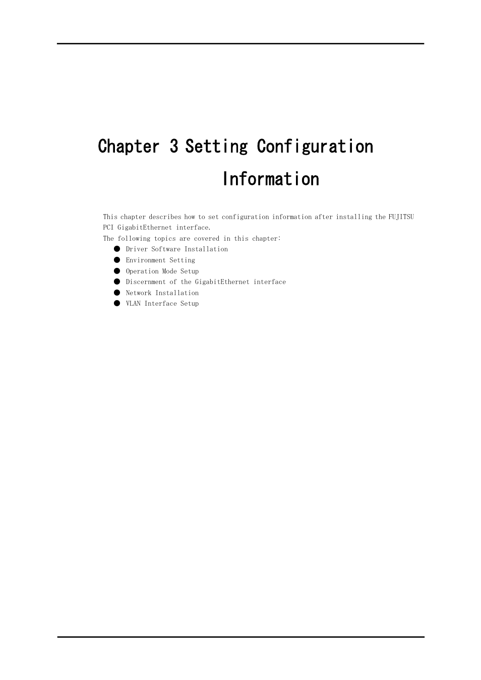 Chapter 3 setting configuration information | FUJITSU Solaris PCI GigabitEthernet 3.0 User Manual | Page 28 / 115