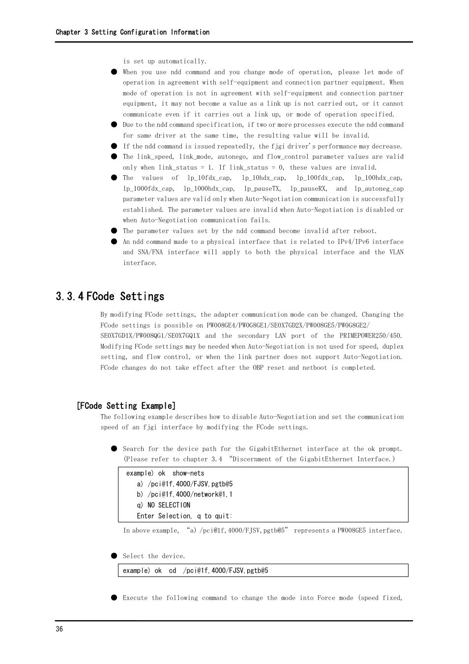 4 fcode settings | FUJITSU Solaris PCI GigabitEthernet 3.0 User Manual | Page 43 / 115