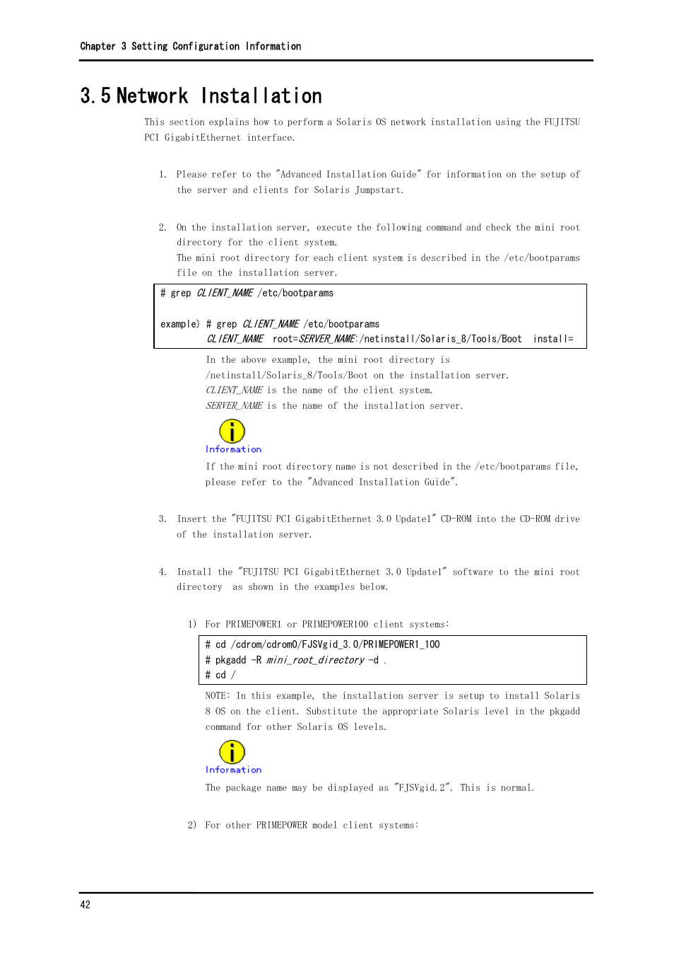 5 network installation | FUJITSU Solaris PCI GigabitEthernet 3.0 User Manual | Page 49 / 115