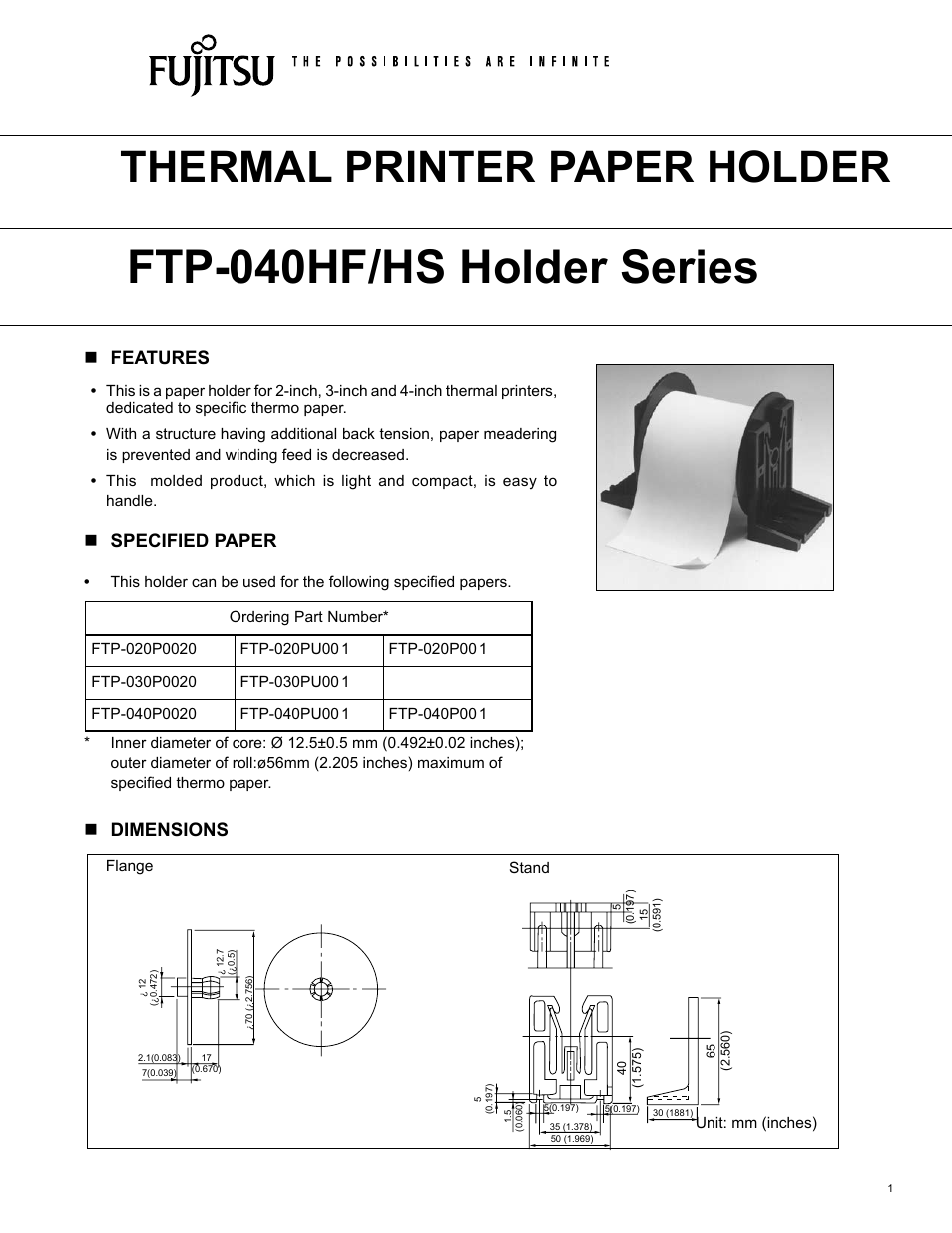 FUJITSU FTP-040HS Holder Series User Manual | 2 pages