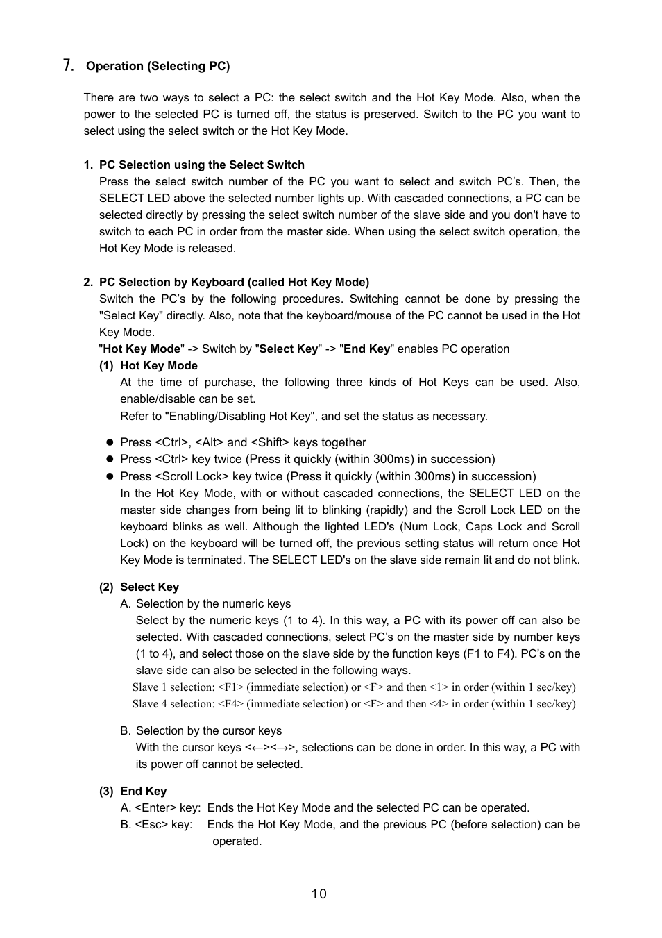 Operation (selecting pc) | FUJITSU FS-1004EX User Manual | Page 10 / 16