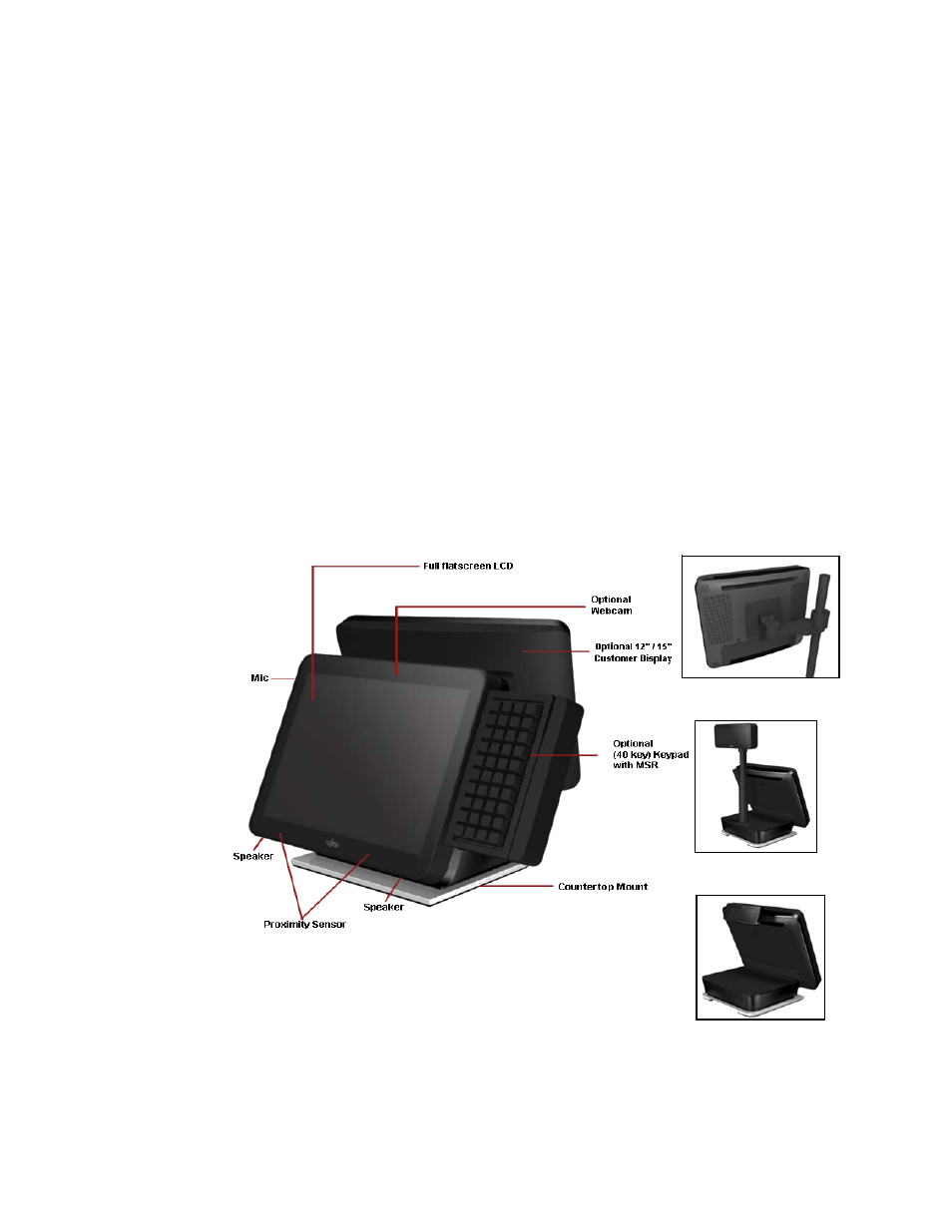 Introduction, 1 system configurations and components, 1 system illustration (aio countertop mount model) | Chapter 2. introduction | FUJITSU TeamPoS 7000 User Manual | Page 17 / 50