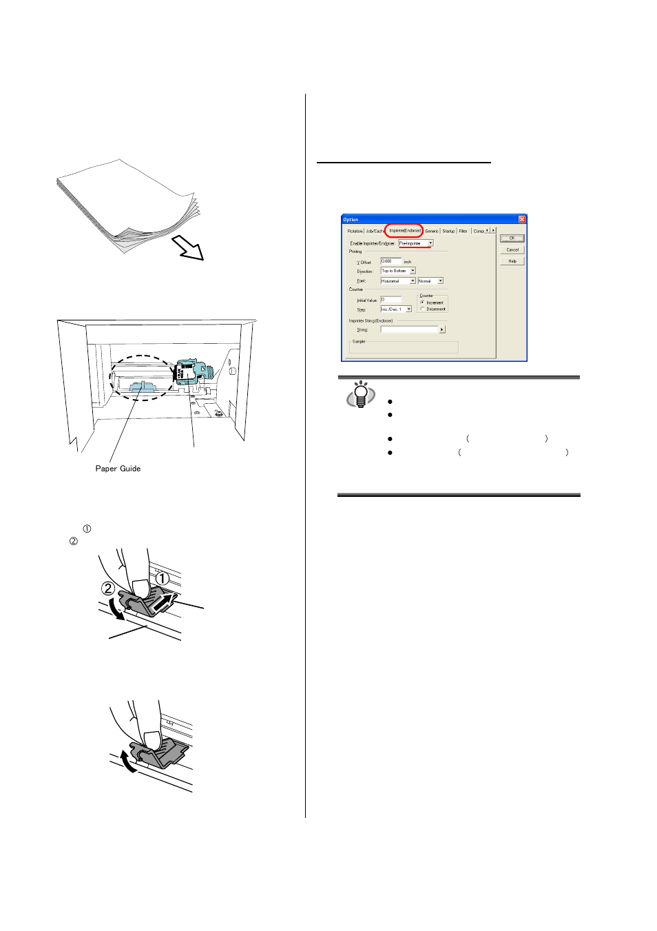 5 print setup, 6 replacing the print cartridge, 4 how to use the paper guide | FUJITSU FI-590PRF User Manual | Page 10 / 17