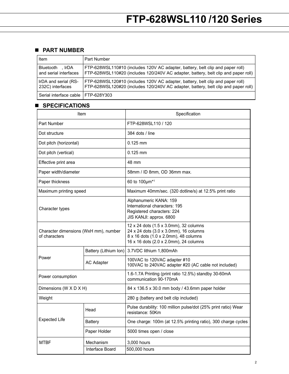 FUJITSU FTP-628WSL110 User Manual | Page 2 / 7