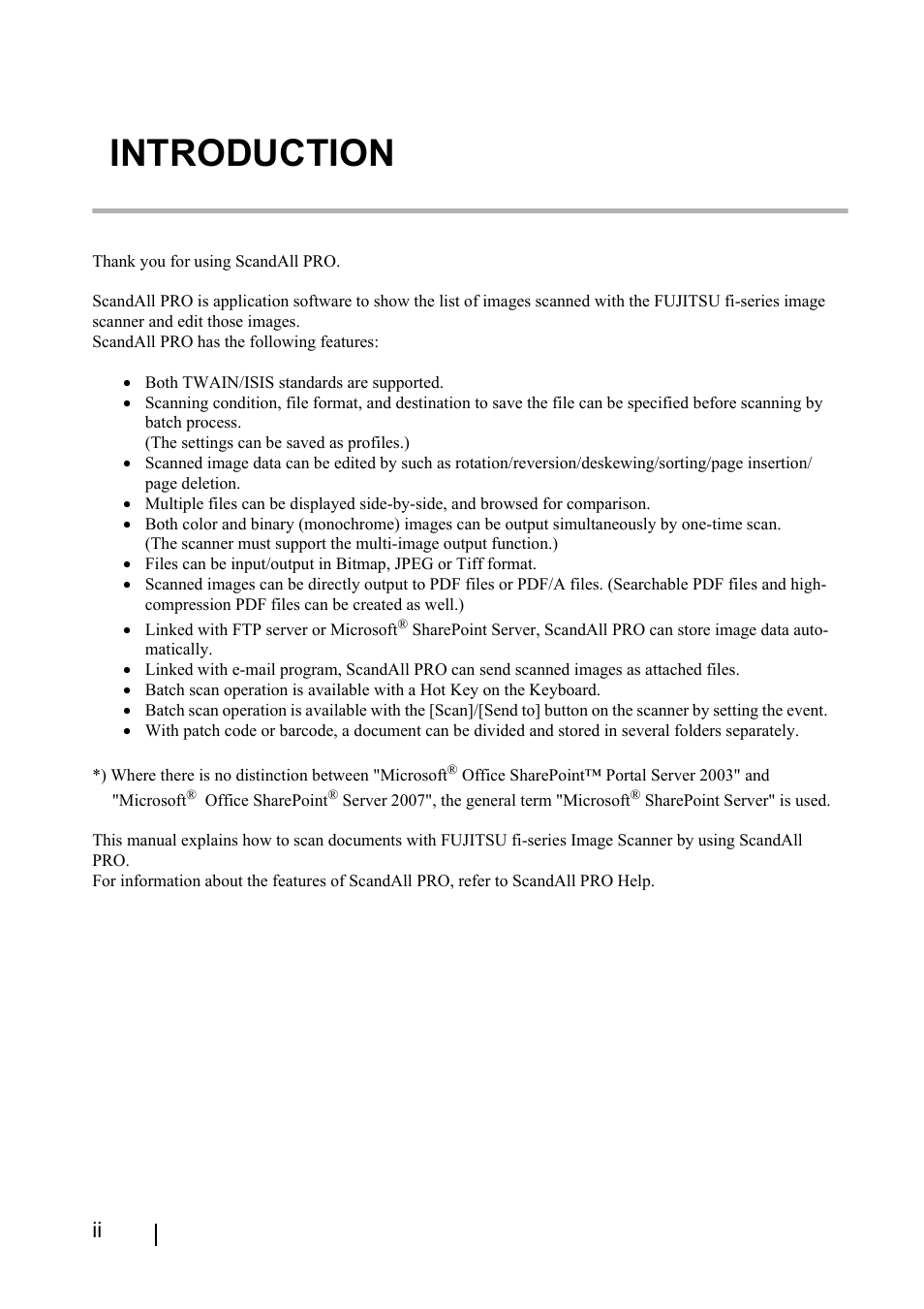 Introduction | FUJITSU ScandAll PRO P2WW-2410-01ENZ0 User Manual | Page 4 / 45