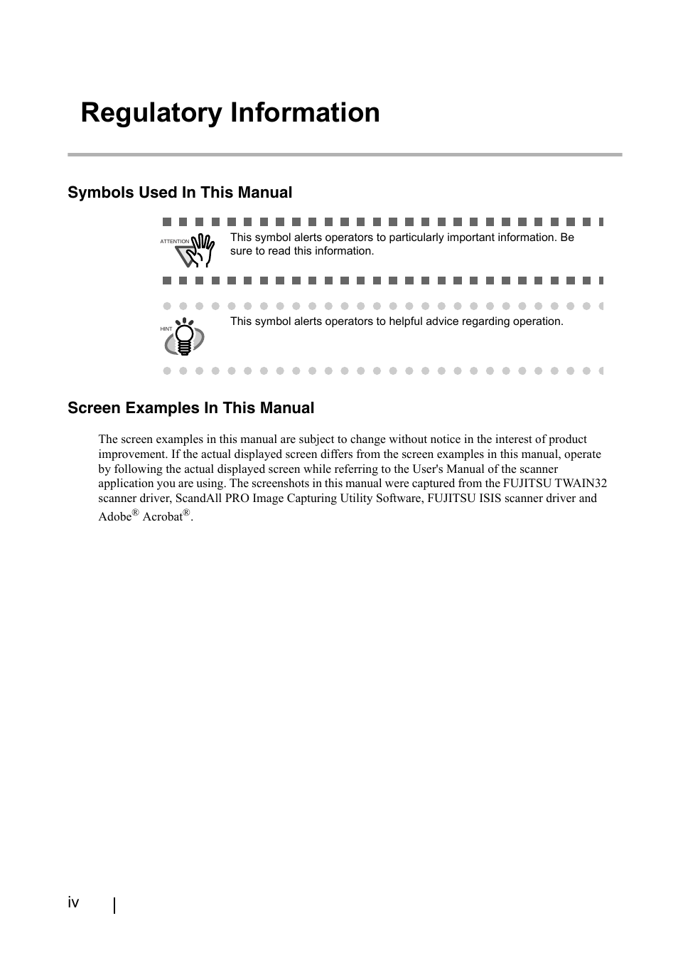 Regulatory information | FUJITSU ScandAll PRO P2WW-2410-01ENZ0 User Manual | Page 6 / 45