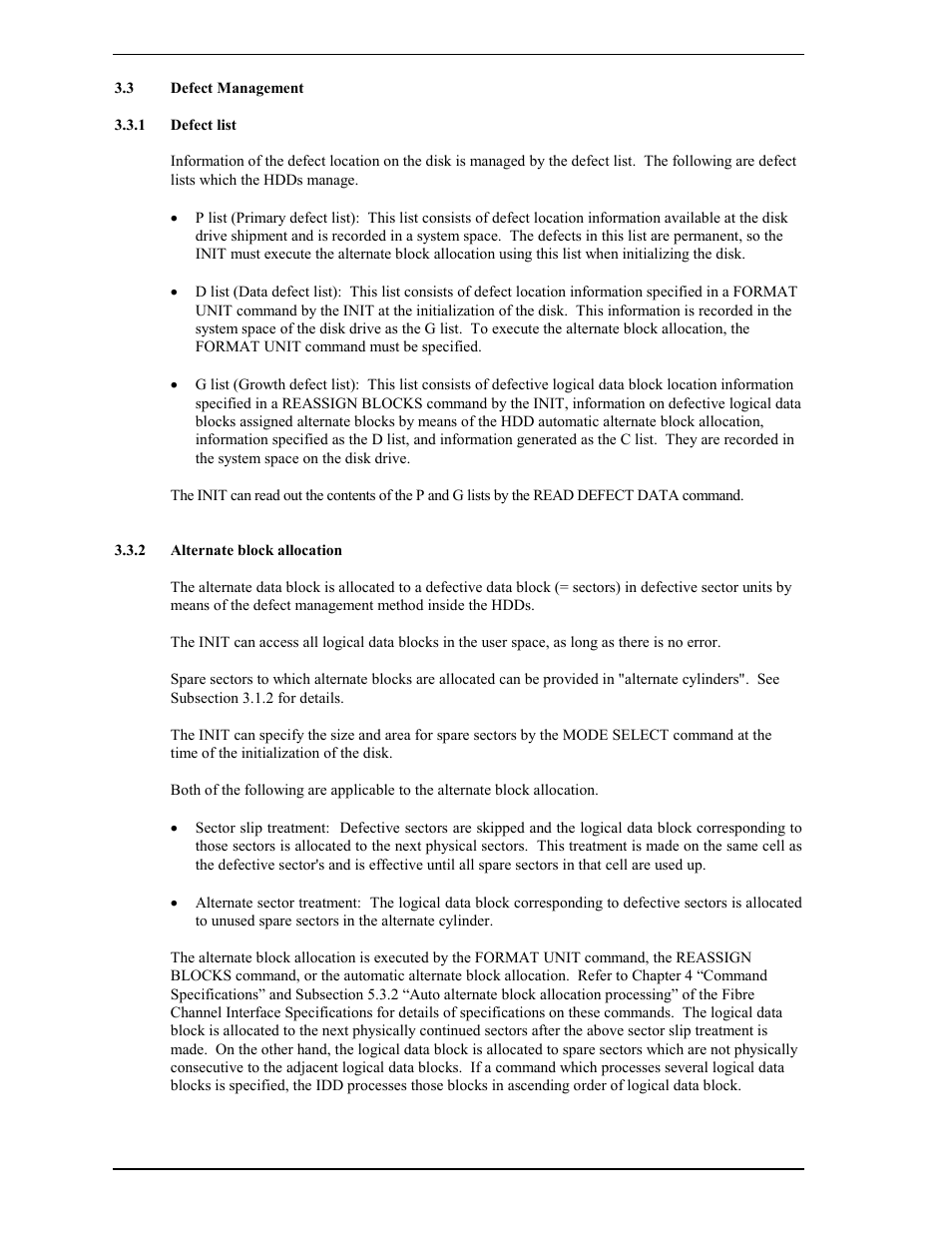 3 defect management, 1 defect list, 2 alternate block allocation | FUJITSU MAY2073RC User Manual | Page 38 / 94