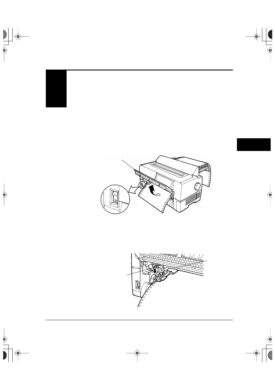 Chapter 6, Clearing paper jams, Continuous forms (front) -1 | FUJITSU DL6600Pro User Manual | Page 58 / 247