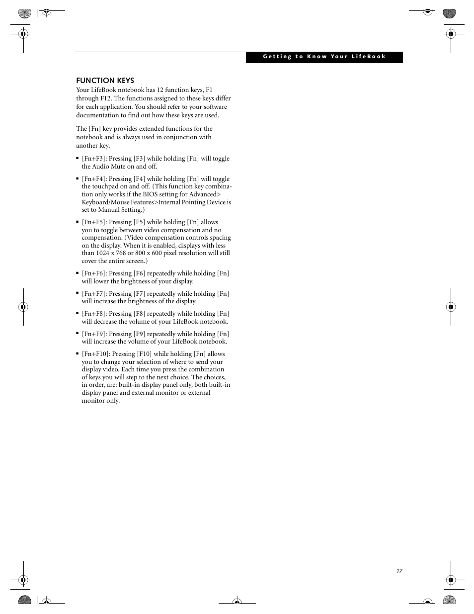 Function keys | FUJITSU E-6664 User Manual | Page 25 / 104