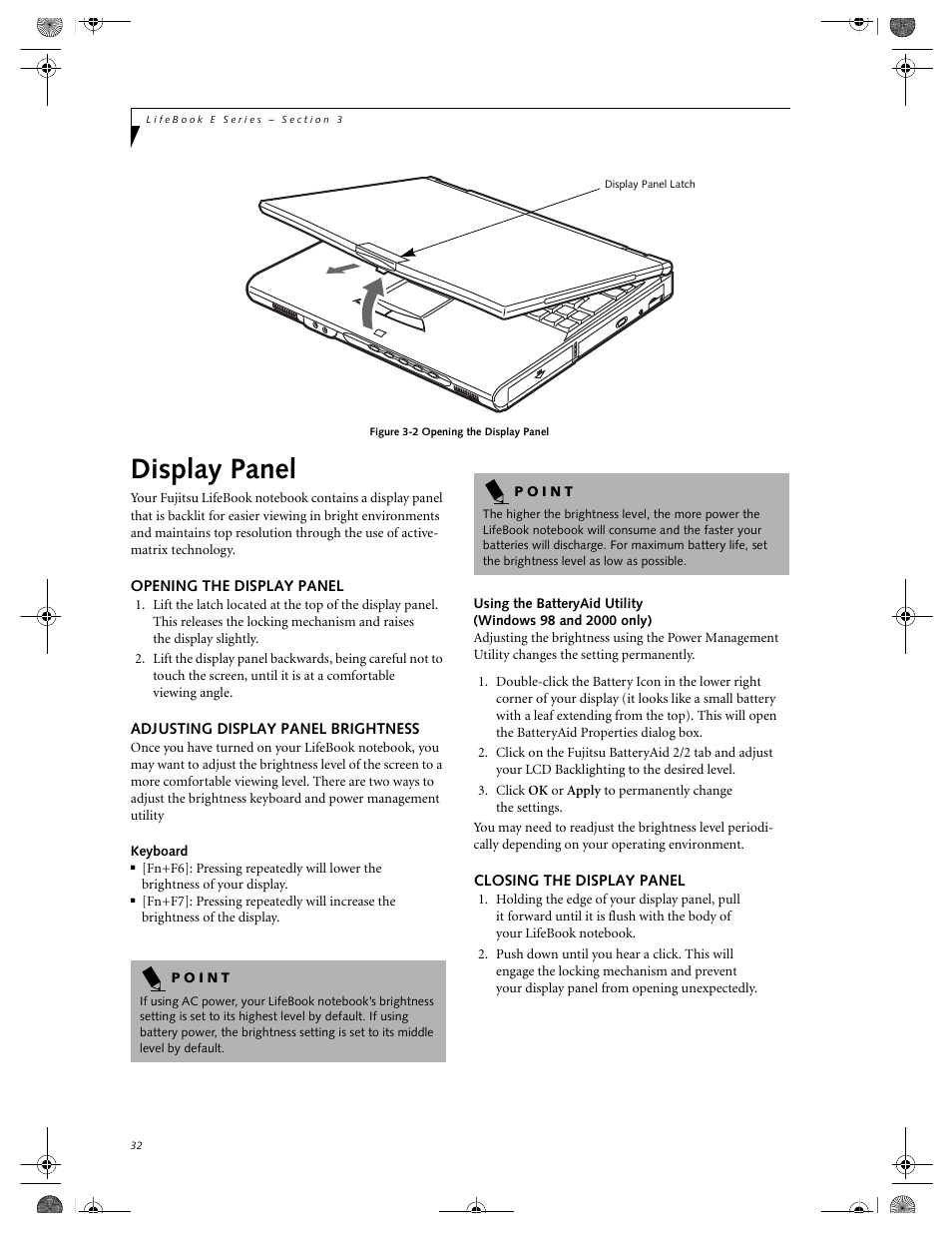 Display panel | FUJITSU E-6664 User Manual | Page 40 / 104