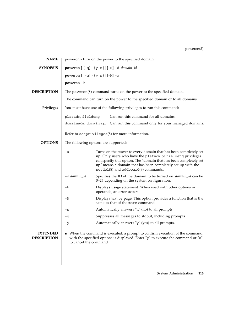 Poweron | FUJITSU SPARC ENTERPRISE M9000 User Manual | Page 139 / 560